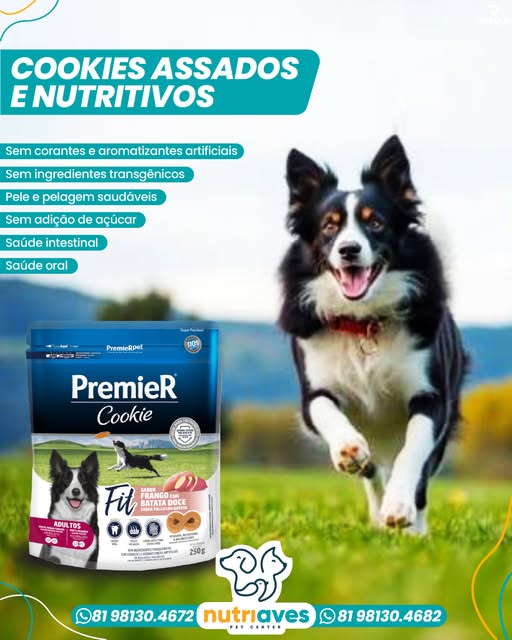 Publicação da Nutriaves sobre cookies assados e nutritivos para cães